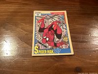 Front of 1991 Spider-Man trading card showing artwork and title