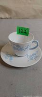 Teacup set on saucer showing pattern