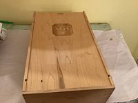 Top view of box showing VQA logo on sliding lid