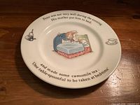 Front of plate showing Peter Rabbit illustration and text