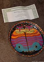 Plate and certificate on carpet