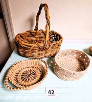 Three baskets, top view showing sizes and styles