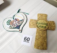 Front view of both wall pieces on table