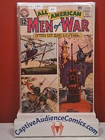 Front cover of DC Comics All American Men of War #93 in display stand