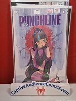 Front view of Punchline #1 Peach Momoko variant comic in bag and board