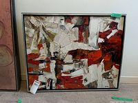 Full view of framed abstract impasto painting
