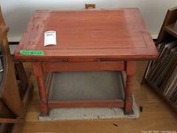 front view of folded wooden side table