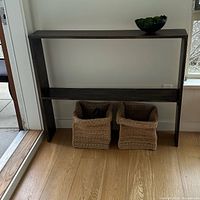 Full view of console table with lower shelf