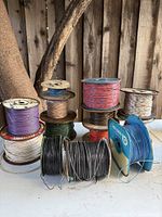 Group shot of all wire spools showing colours and remaining lengths
