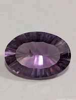 Top view of oval faceted amethyst