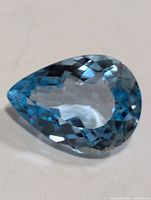 Top view of pear-cut blue topaz