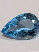Top view of pear-shaped blue topaz