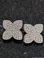 front view of both earrings showing pavé CZ setting