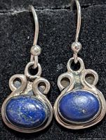 Front view of both lapis lazuli sterling earrings