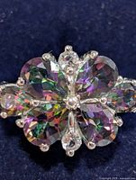 Top view of cluster mystic topaz ring