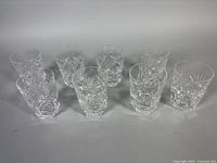 Set of eight cut crystal glasses