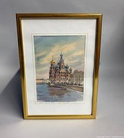 Full view of framed watercolor