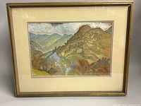 Framed watercolour landscape front view