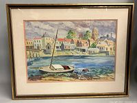 Framed watercolor painting front view