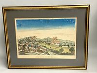 Framed hand-colored etching full view