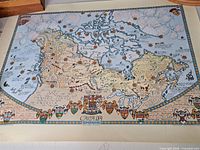 Full view of decorative Canada map print with ornate border