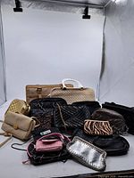 Group shot of approximately fourteen assorted women’s bags