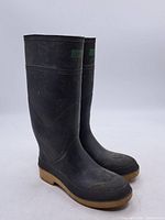 Full view of both boots standing side by side