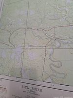 Colour topographic map titled Bickerdike Alberta