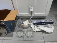 Large crystal bowl, two small bowls, Mikasa Pearl Island servers with box