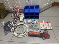 Group shot showing all items on tiled floor