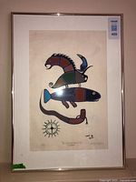 Full view of framed Arnold Laford artwork with mat and frame