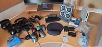 Overview showing mice, headphones, speakers and accessories