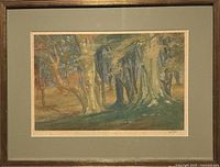 Framed aquatint under glass