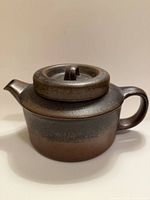 Full view of Arabia Finland Ruska teapot with lid in place