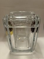 Full view of square clear acrylic ice bucket
