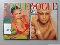 Both Vogue magazines side by side showing covers