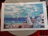 Full view of print showing entire seaside scene and white border