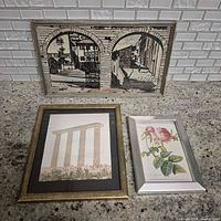 All three framed artworks together for scale and contents