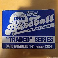 Factory box front showing Topps 1988 Baseball Traded Series labeling