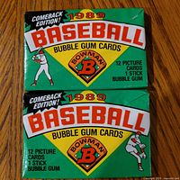 Front view of two sealed 1989 Bowman Baseball packs
