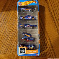 Front view of sealed HW Race Team 5-pack showing all five vehicles