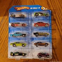 Front view of sealed Hot Wheels 10-pack showing all 10 cars