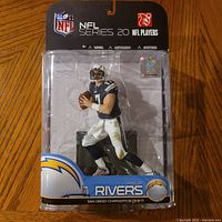 Front view of sealed McFarlane Toys Philip Rivers action figure in package