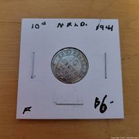 Reverse side showing NEWFOUNDLAND 10 CENTS 1941