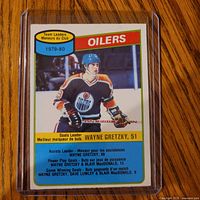 Front of 1980-81 O-Pee-Chee #182 Wayne Gretzky card in sleeve