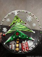Front view of fused glass Christmas tree plate
