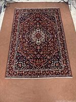 Full view of Bakhtiyar rug showing overall design and condition