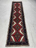 Full view of rectangular Hamedan runner rug