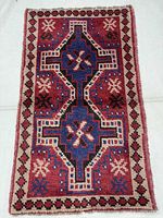 Full view of the rug showing overall design and fringe