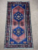 Full view of Zanjan rug showing design and dimensions